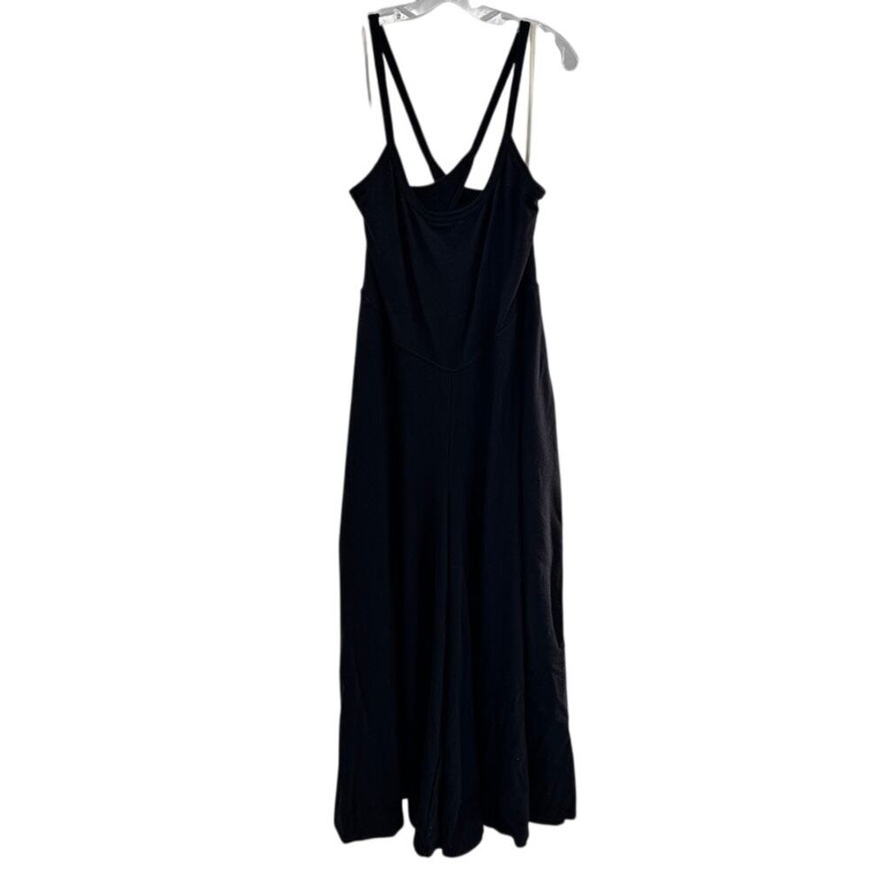 Free People Beach Cindy Super Wide Leg Jumpsuit Sz XL Black Oversized